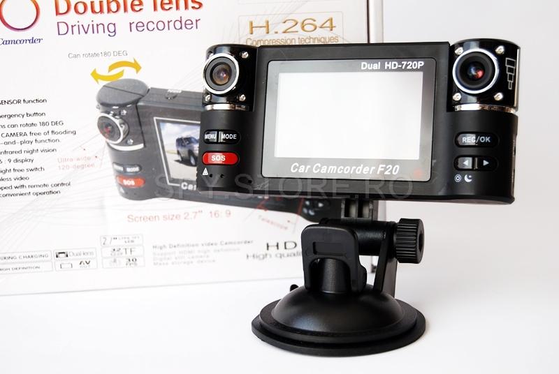 Camera video sport cu doua obiective