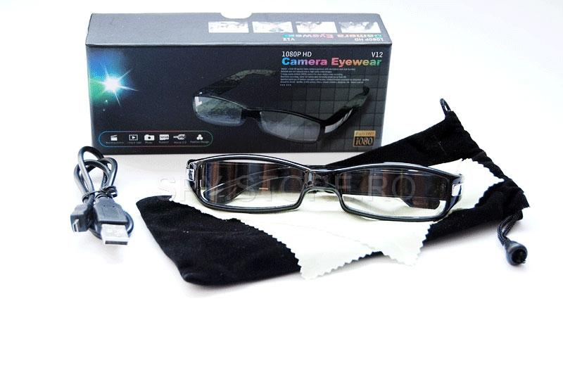 Camera HD camuflata in ochelari cu lentila transparenta