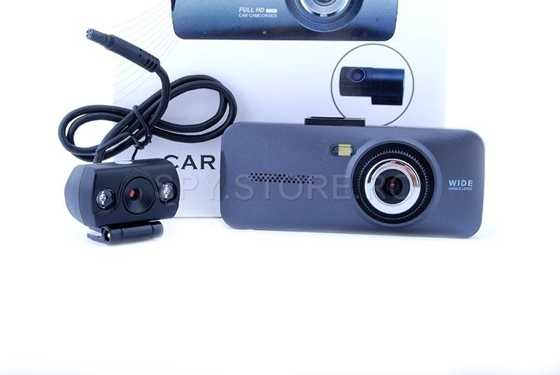 Videoregistrator cu doua camere si unghi larg